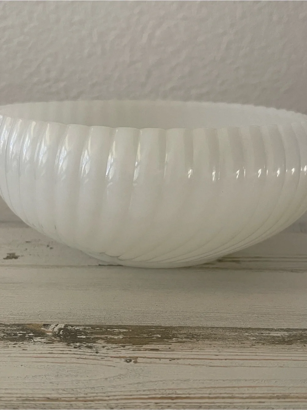Vintage Fire King Milk Glass Ribbed Swirl Bulb Bowl